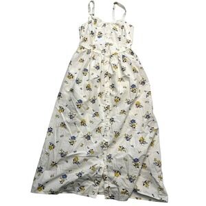 Levis Dress Womens XS White Floral Button Maxi Sundress Smocked Back Summer